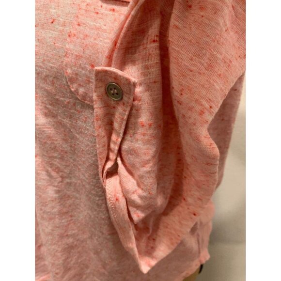 🌸3/$15🌸Sheer Hi-Lo Pink Blouse 3/4 Sleeves Partial Button Up sz M - Picture 5 of 7